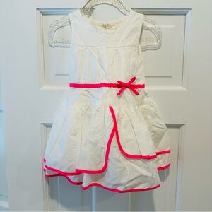 Genuine Kids White Dress with Bright Pink Trim